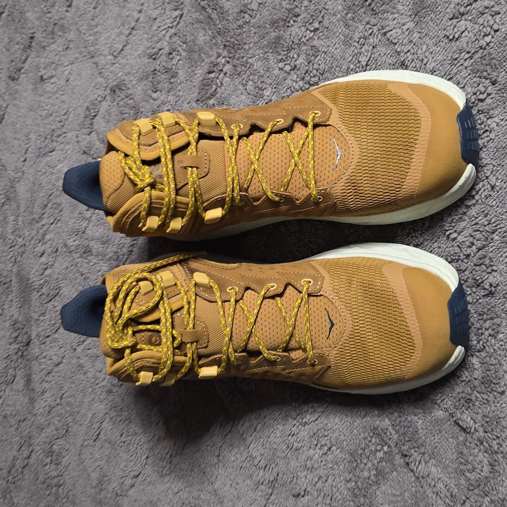 Hoka Tan and Yellow Trail Shoes - Picture 2 of 4